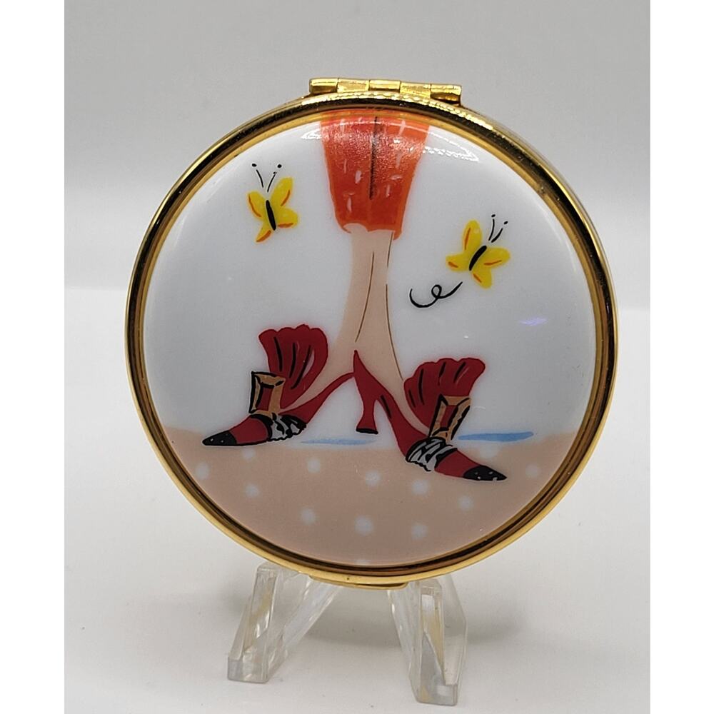 Estee Lauder Compact Mirror Gold Tone Figural Legs Novelty NOS No Powder
